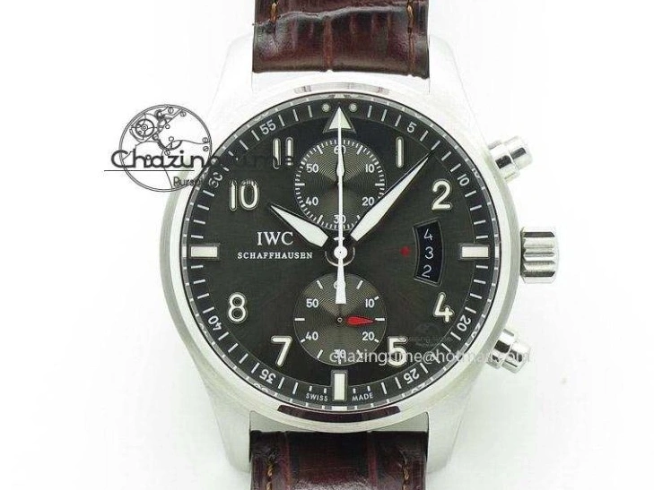 MIROTIME 0224 SportInspired Portofino IW458101 RG MK 1:1 Best Edition Gray Dial On Brown Leather Strap MIYOTA 7165